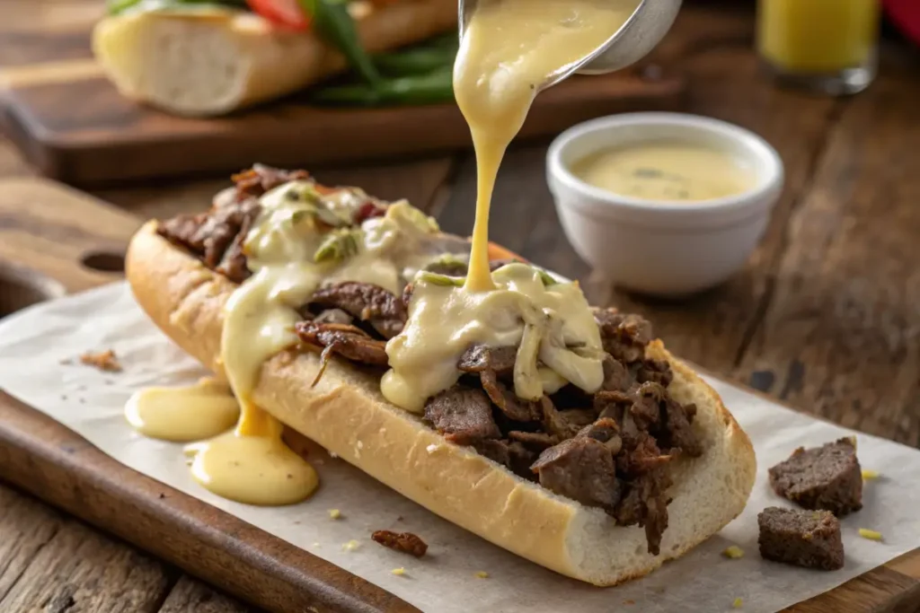 What sauce goes on Philly cheesesteak