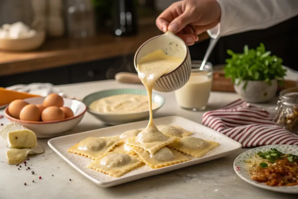 What is Ravioli Carbonara Made Of