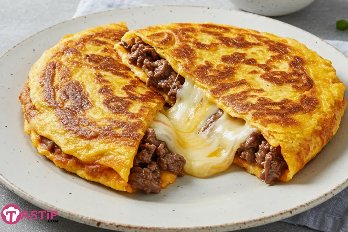 Beef Meximelt Recipe served on a plate with salsa