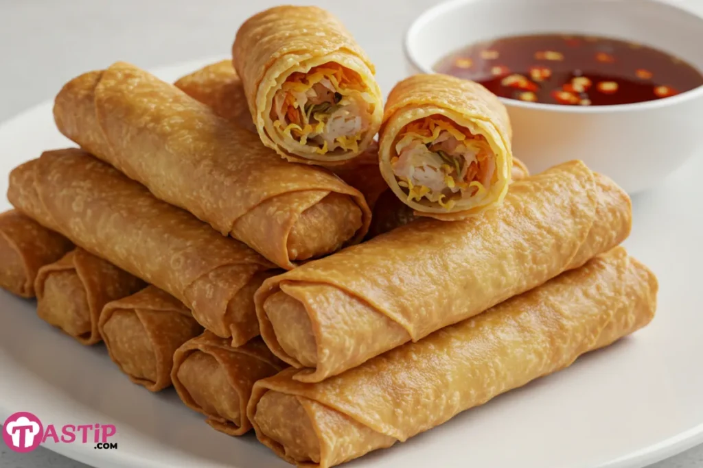 Best Filipino lumpia served crispy with dipping sauce