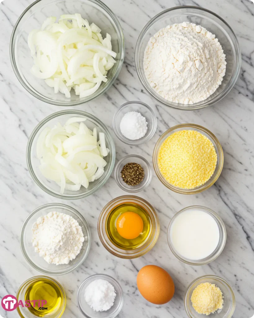 Ingredients for crispy Amish onion fritters