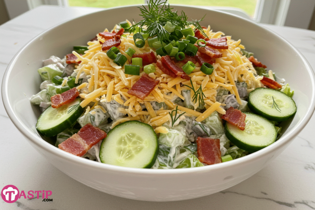 cucumber ranch crack salad in a bowl