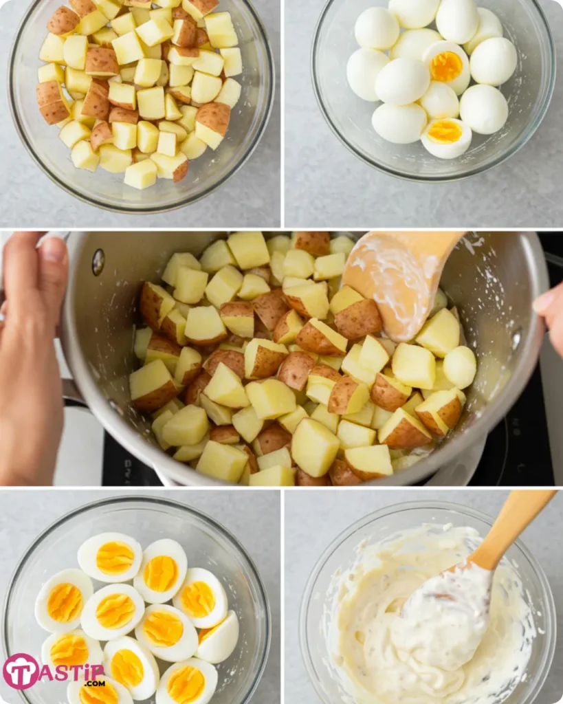 Step-by-step making Easy Southern Potato Salad with Egg