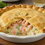 Florida Shrimp Pie with golden crust and shrimp filling