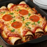 Easy pizza enchiladas fresh from oven