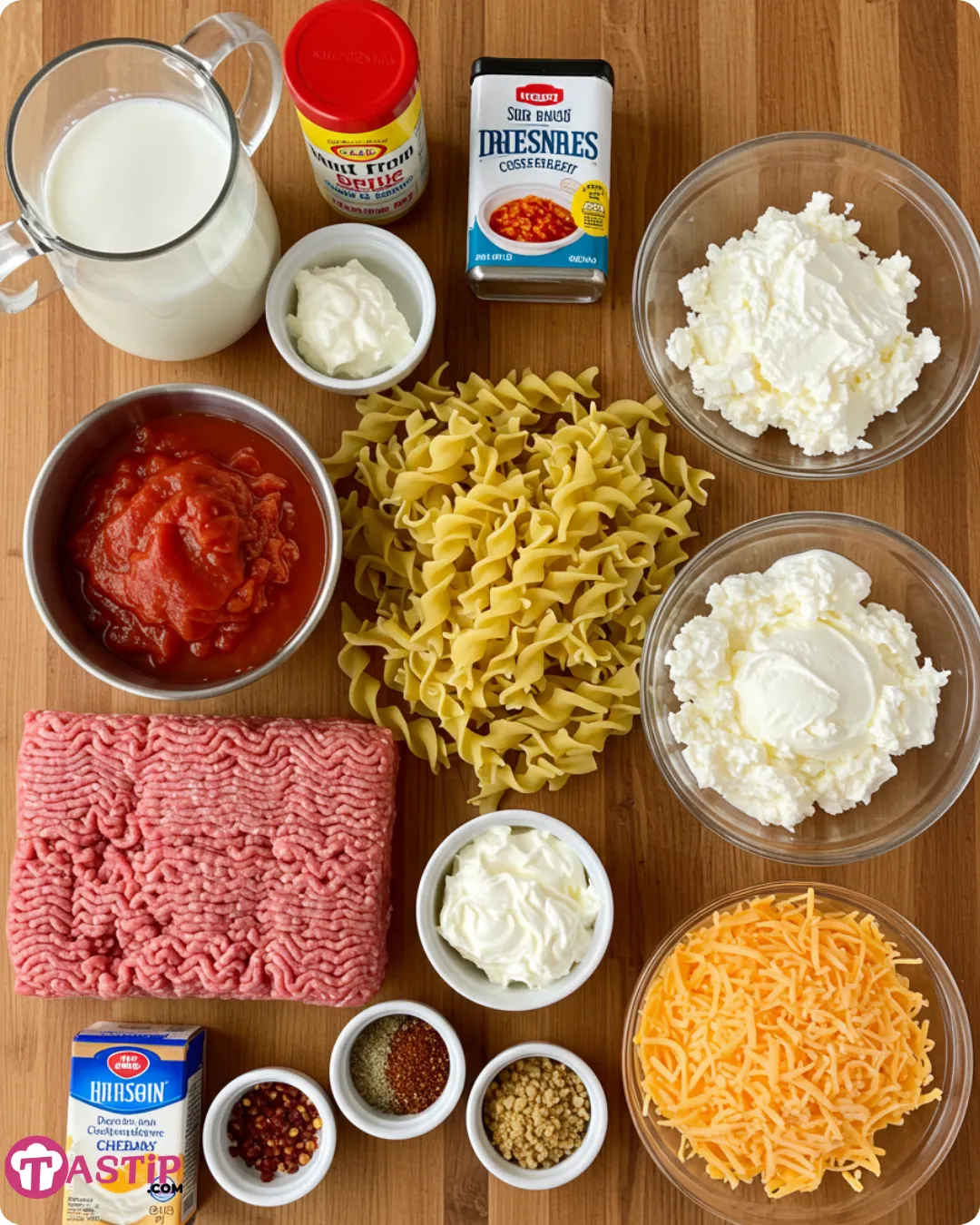 Poor Man Husband Casserole ingredients layout