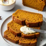 Easy Pumpkin Bread served warm with maple butter