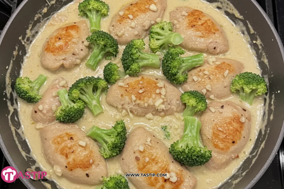 Creamy Garlic Chicken and Broccoli Skillet