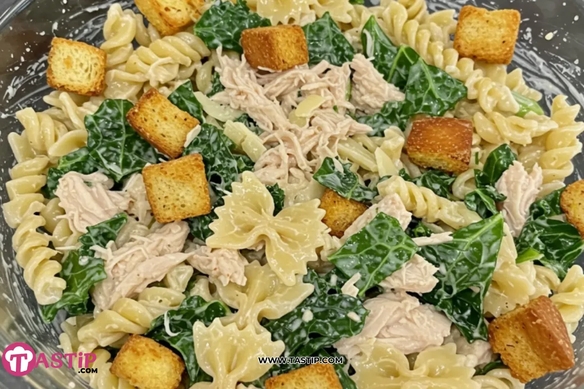 Kale Chicken Caesar Pasta Salad