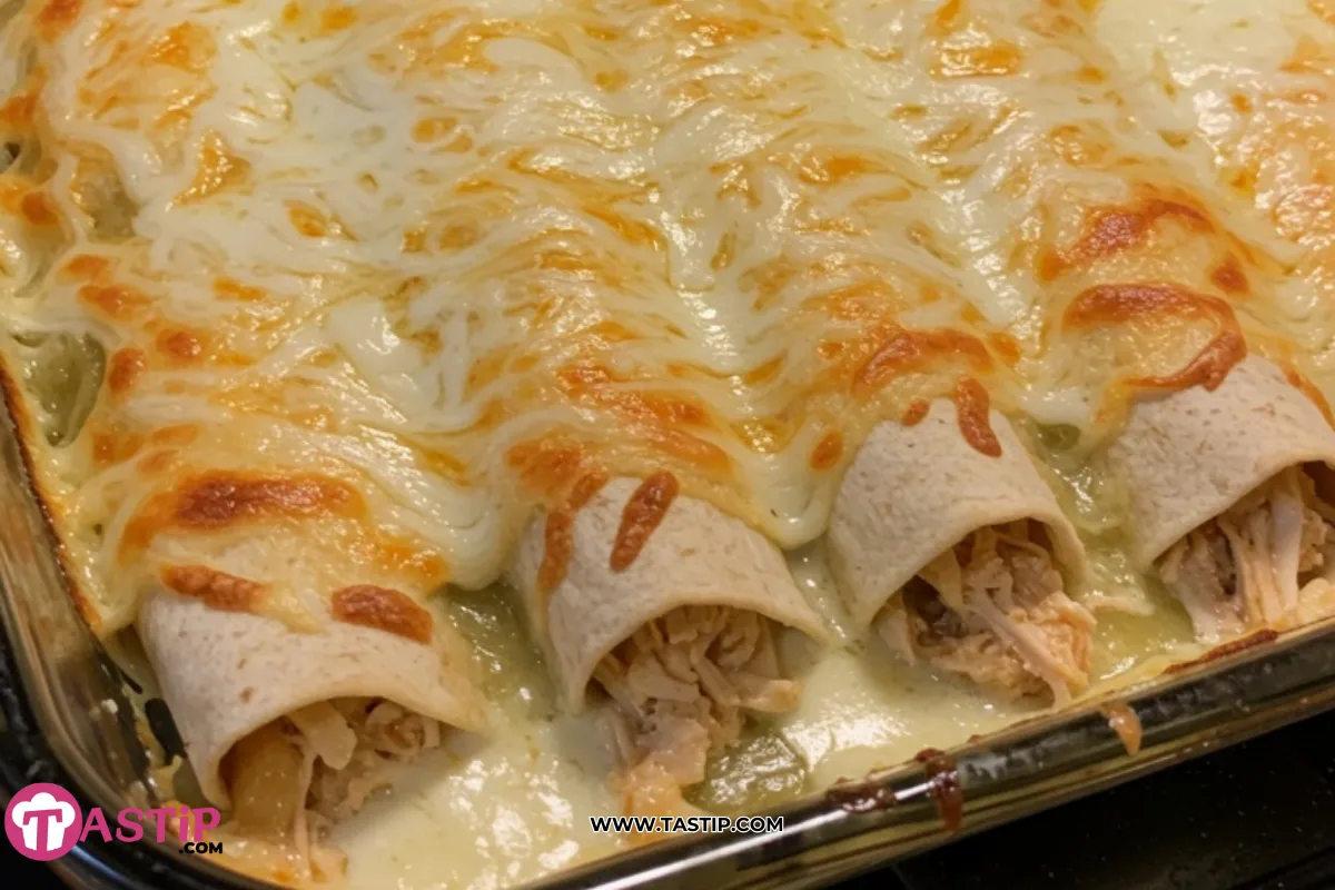 Shredded Chicken Enchiladas with Cheesy Sour Cream Sauce