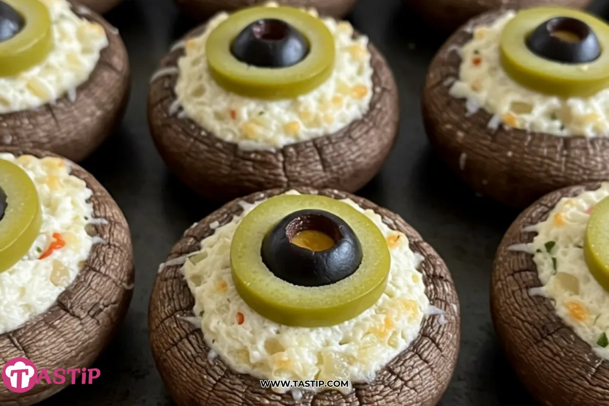 Spooky Stuffed Mushroom Eyeballs