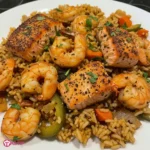Salmon Cajun Shrimp and Rice Skillet
