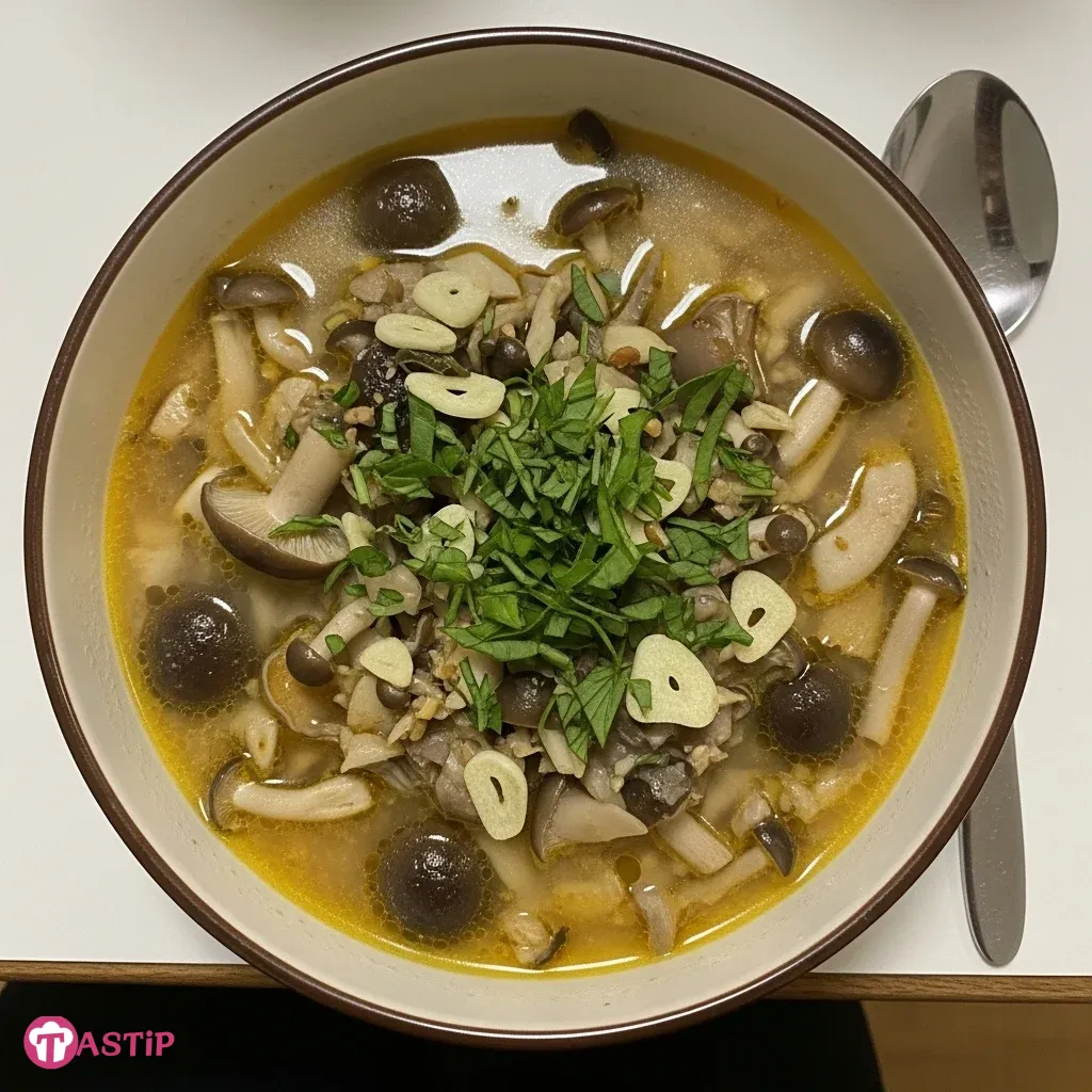 Mushroom Soup with Garlic and Herbs