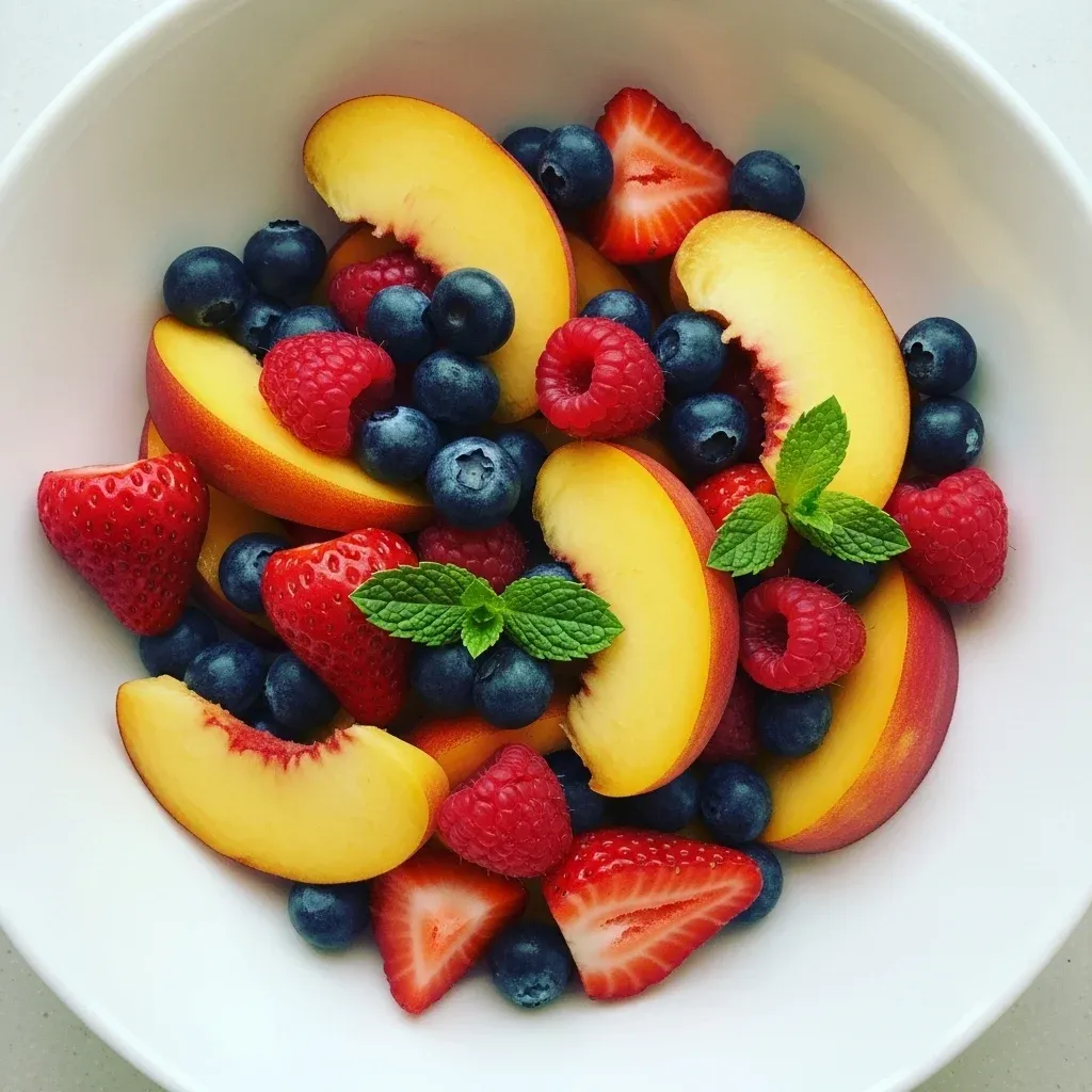 Fresh Berry and Peach Spring Fruit Salad