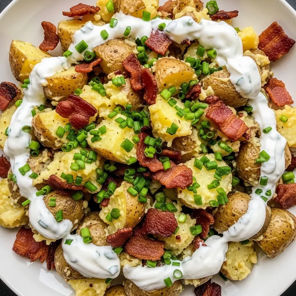 Loaded Baked Potato Salad with Bacon and Chives 5 Loaded Baked Potato Salad with Bacon and Chives