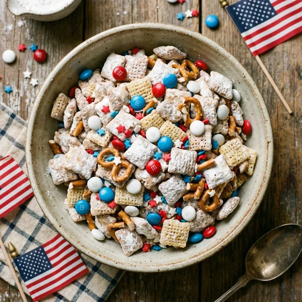 Patriotic Muddy Buddies (Chex Mix)