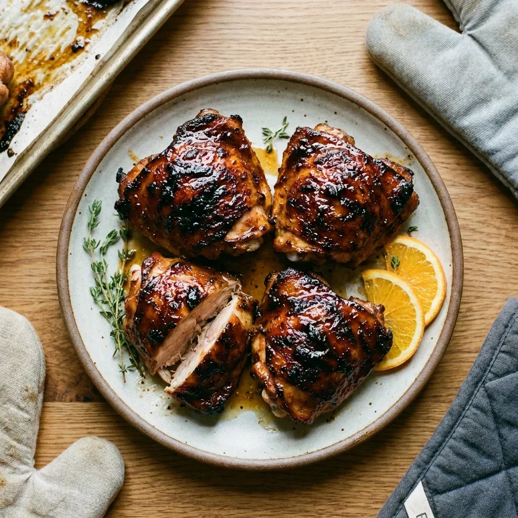 Caramelized BBQ Chicken Thighs in the Oven
