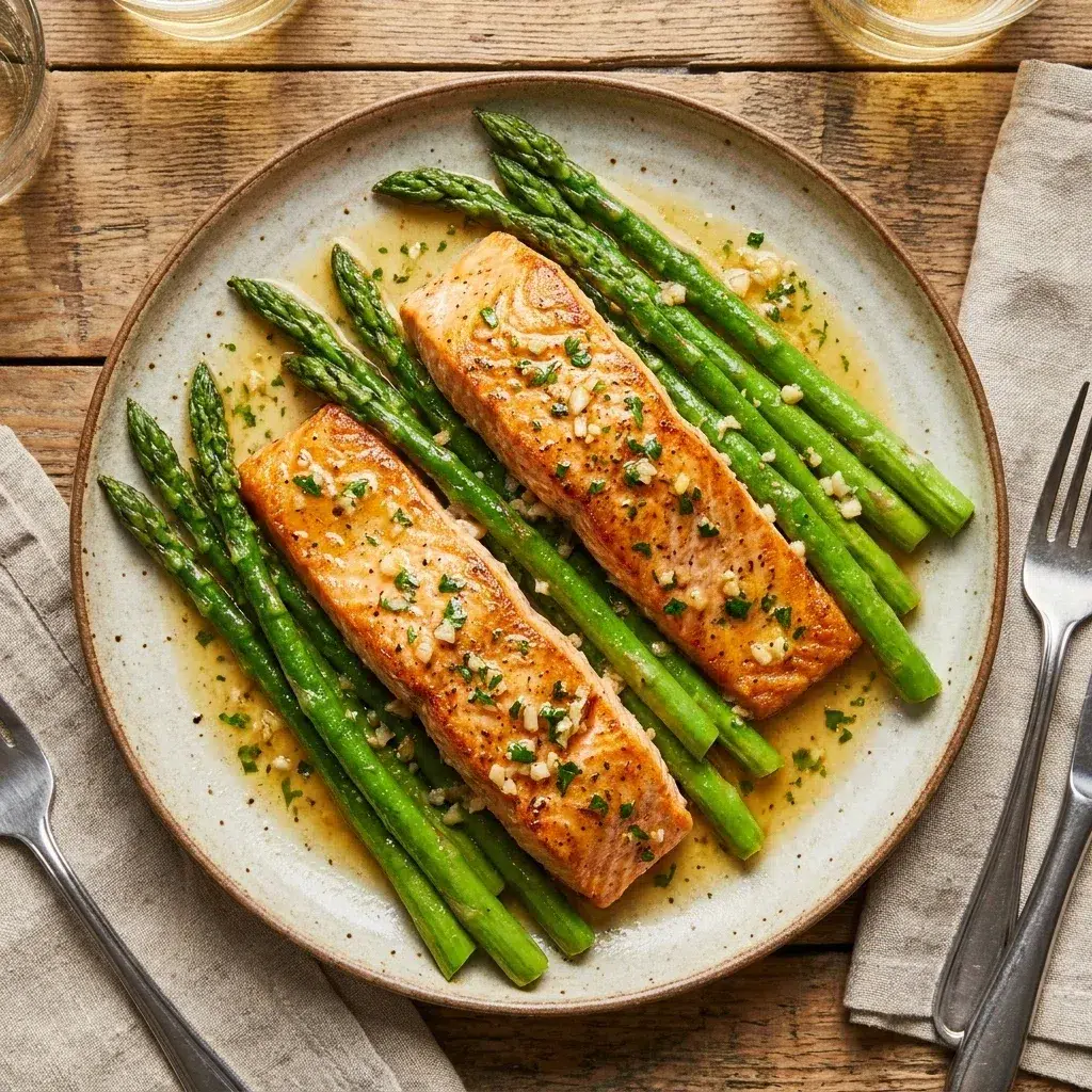 20-Minute Garlic Butter Salmon and Asparagus