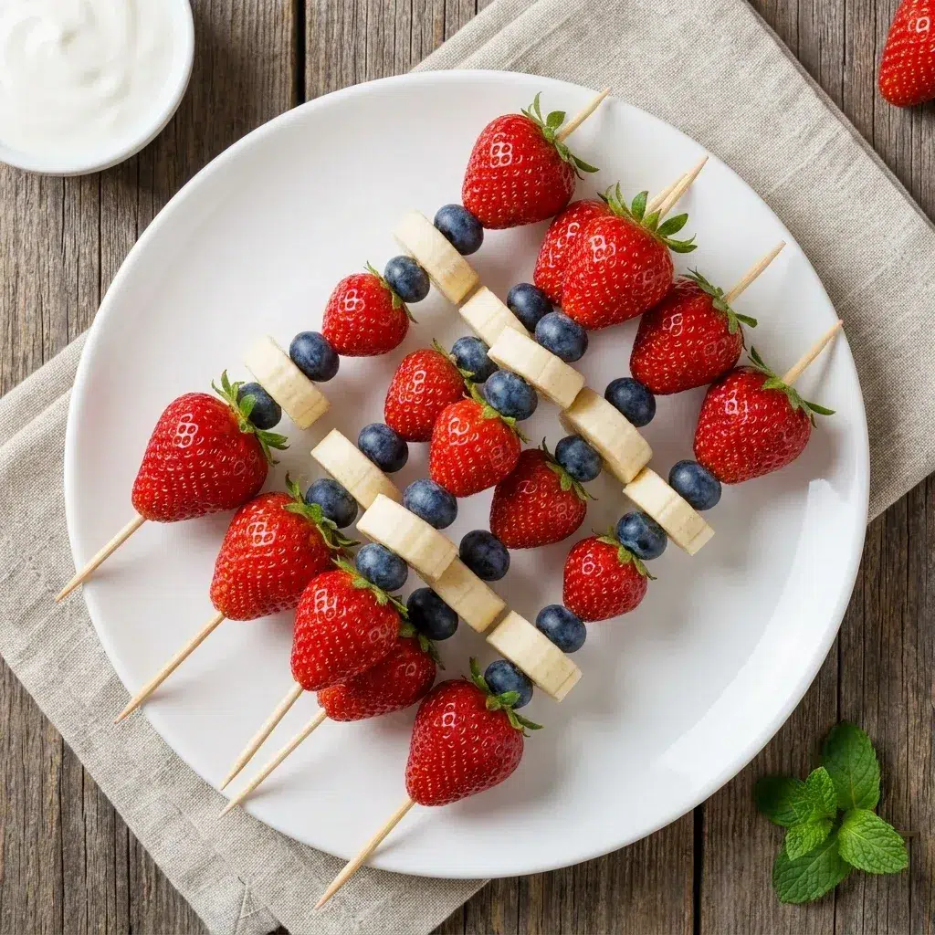 Red, White, and Blue Fruit Skewers