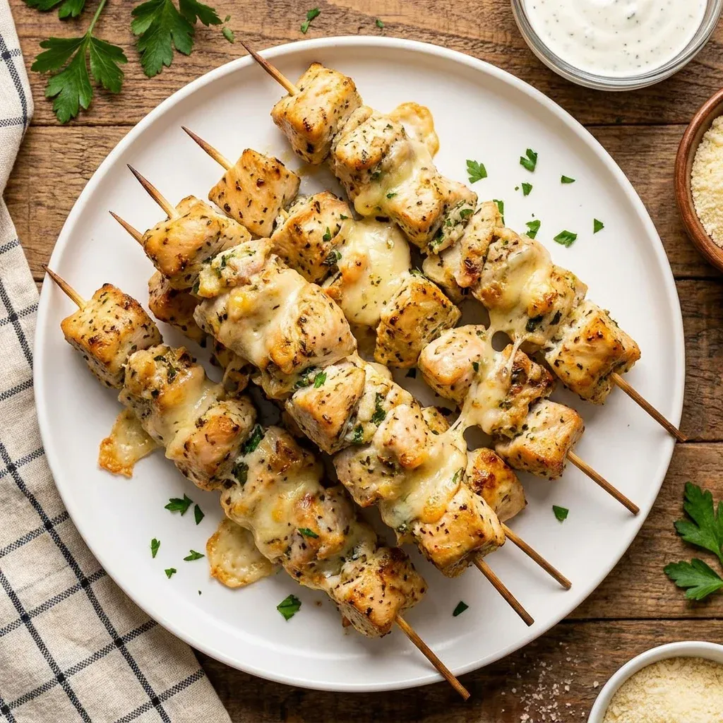 Ranch Garlic Parmesan Chicken Skewers