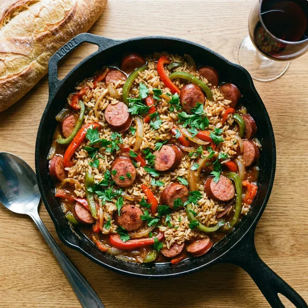 Quick Kielbasa & Rice Skillet