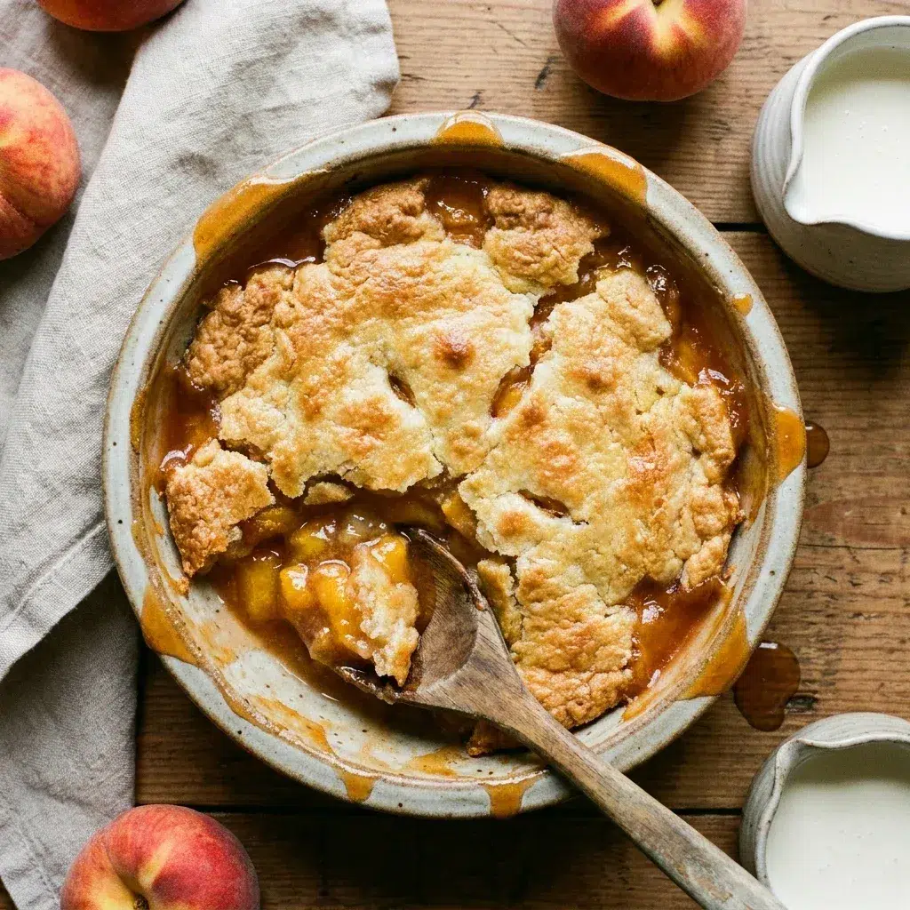 Easy Crockpot Peach Cobbler