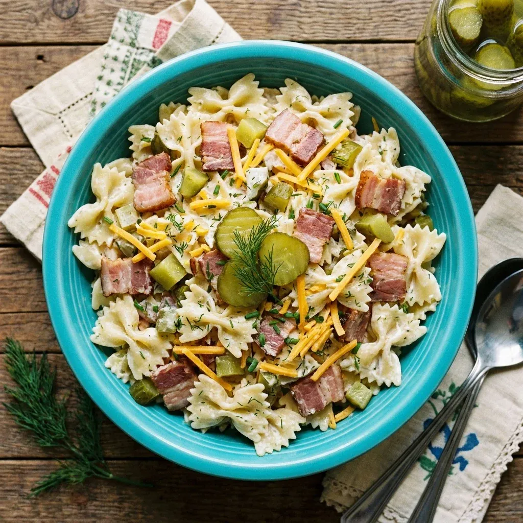 Dill Pickle Bacon Pasta Salad