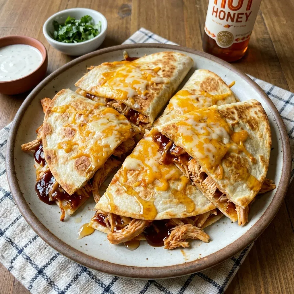 Hot Honey BBQ Chicken Quesadillas