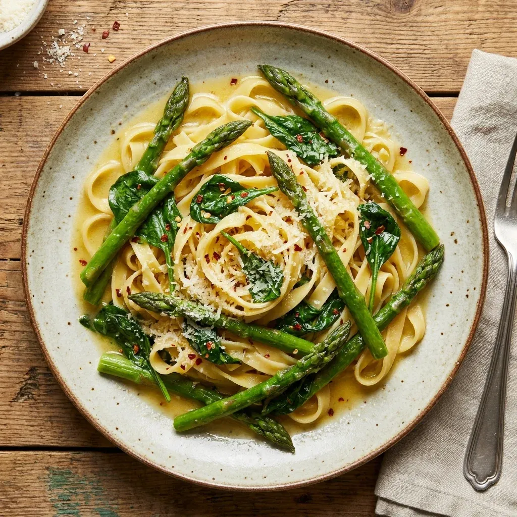Spring Fettuccine with Asparagus & Spinach