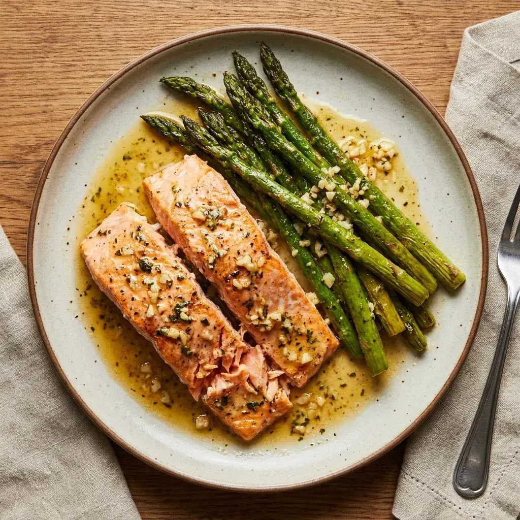 20-Minute Garlic Butter Salmon and Asparagus