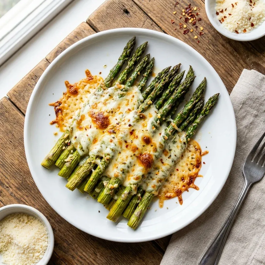 Garlic Parmesan Cheesy Baked Asparagus