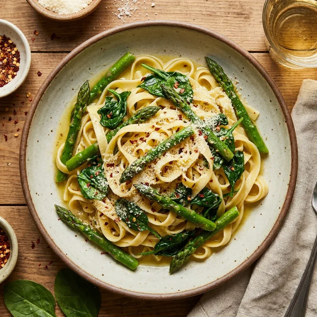 Spring Fettuccine with Asparagus & Spinach 5 Spring Fettuccine with Asparagus & Spinach