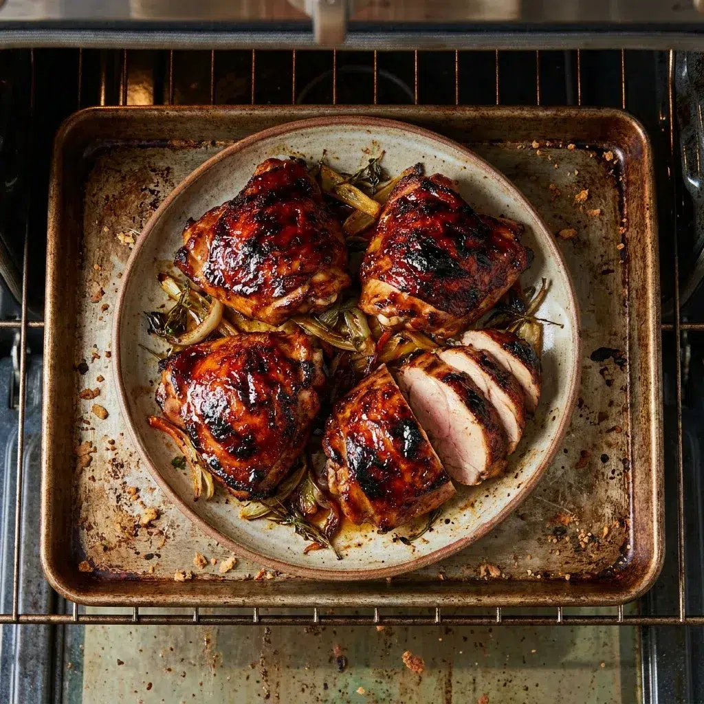 Caramelized BBQ Chicken Thighs in the Oven