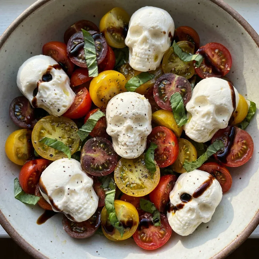 Creepy Skull Mozzarella Salad 5 Creepy Skull Mozzarella Salad