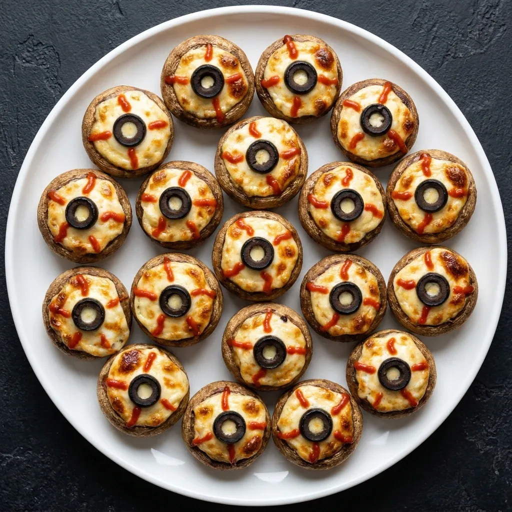 Spooky Stuffed Mushroom Eyeballs