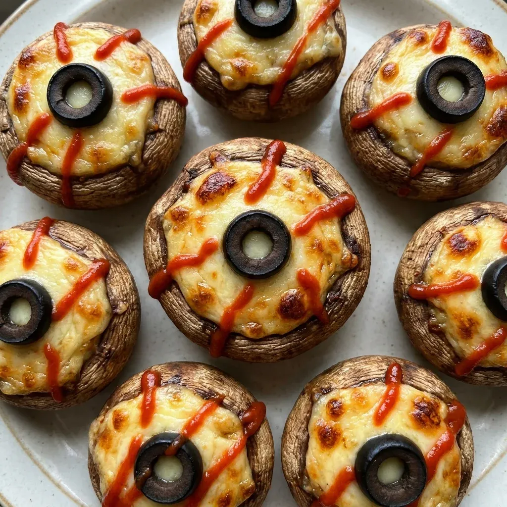 Spooky Stuffed Mushroom Eyeballs 5 Spooky Stuffed Mushroom Eyeballs